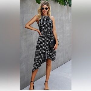 Express black &‎ white polka dotted dress size XS